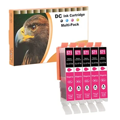 Abbildung von D&amp;C 5X Magenta XL Druckerpatronen Kompatibel für Canon CLI 571 M PIXMA TS5053 TS5055 TS6050 TS6051 TS6052 TS8050 TS8051 TS8052 TS8053 TS9050 TS9055 MG5750 MG5751 MG5752 MG5753 MG6800