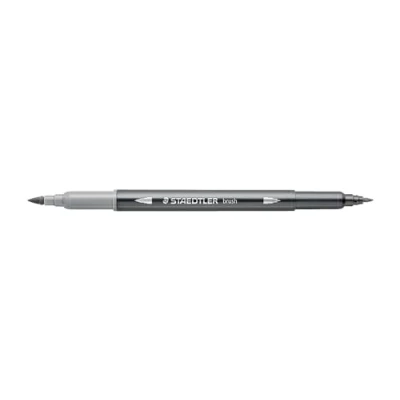 Abbildung von STAEDTLER aquarell Doppelfasermaler Design Journey, hellgrau, feine Spitze und flexible Pinselspitze, wasservermalbar, 10 hellgraue Filzstifte, 3001 82