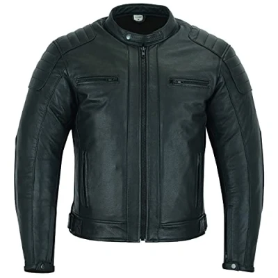 Abbildung von Texpeed Motorrad lederjacke herren mit protektoren Schwarz Winter/Sommer Gesteppt echtleder Bikerjacke original biker rüstung gepanzert (EN 1621 1) Schutz XXL