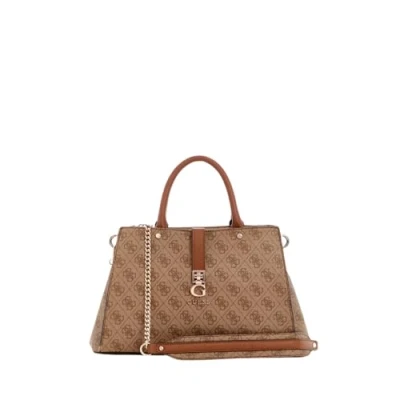 Abbildung von Guess Zamira Luxury Satchel Handtasche, Damen, Größe: One Size, Latte logo