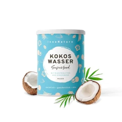 Abbildung von InnoNature Kokoswasser Pulver I SF mit Elektrolyten 225g, aus 100% Vegan ohne Zusatzstoffe