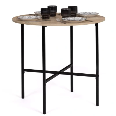 Abbildung von IDMarket Esstisch, rund, Detroit für 2 4 Personen, Industriedesign, 80 cm