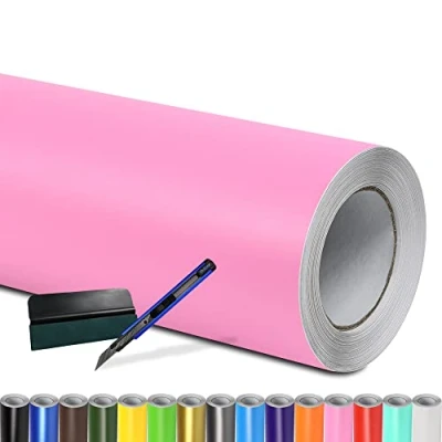 Abbildung von Folindo® Autofolie Pink Matt (7/m²) 9 x 1,52 m + Rakel &amp; Cutter Selbstklebende Luftkanal Folie zur Auto Folierung Blasenfrei