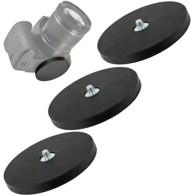 Abbildung von Neodym Magnet Gummiert Magnetische Halterung mit 1/4 Zoll Gewinde Kamerahalterung Kamera Mount für Actioncam DSLR GoPro oder Studio Lampen (88mm 55KG, 3 Stück)