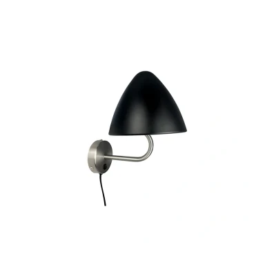 Abbildung von Dyberg Larsen Wandlampe Oulu, schwarz/stahl, Ø 20,3 cm