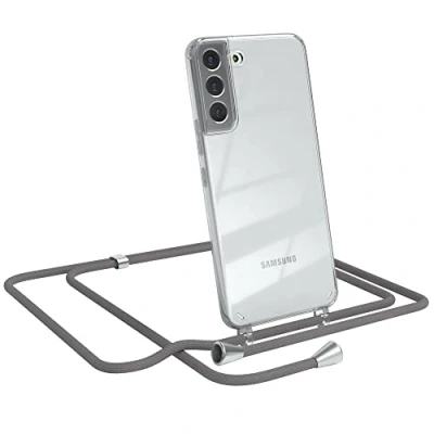 Abbildung von EAZY CASE Handykette kompatibel mit Samsung Galaxy S22 Plus 5G Handyhülle Umhängeband, Handykordel Schutzhülle, Silikonhülle, Hülle, Stylische Kette für Smartphone, Anthrazit