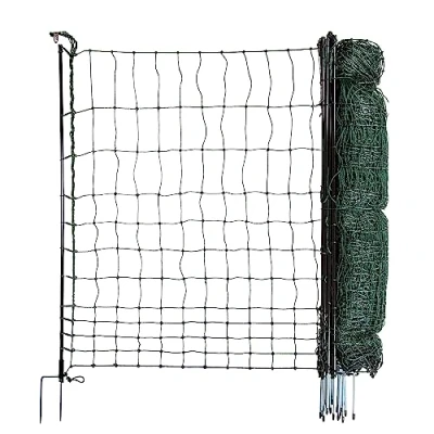 Abbildung von horizont Hühnerzaun strongLine, 9 Fiberglaspfähle, 25m lang, 110cm hoch Geflügelzaun ohne Strom, mobiles Geflügelnetz, Gartenzaun. mit Doppelspitze