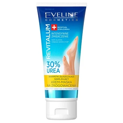 Abbildung von Eveline Cosmetics Revitalum Intensiv Weichmachende Fußmaskencreme mit 30% Urea Feuchtigkeitsspendende &amp; Glättende Behandlung AHA Säuren und Lanolin 100ml