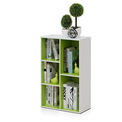 Abbildung von Furinno Luder 5 würfelig Reversibles offenes Regal, Weiß/Grün
