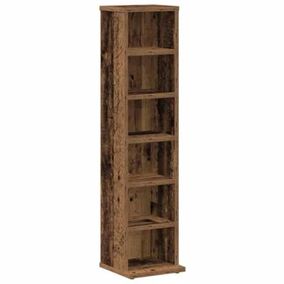Abbildung von vidaXL CD Regal Altholz Optik 21x20x88 cm Holzwerkstoff, Schrank, Ablage, Standregal, Regalschrank, Lagerregal, Regal, Lagerregal