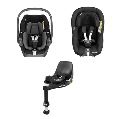 Abbildung von Maxi Cosi FamilyFix 360 i Size Basis, Pebble Babyschale, Pearl Kleinkindautositz Bundle FlexiSpin Drehung, Click &amp; Go Installation, 0 4 Jahre, 40 105 cm, Black