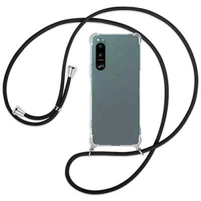 Abbildung von mtb more energy® Handykette kompatibel mit Sony Xperia 5 IV schwarz Smartphone Hülle zum Umhängen Anti Shock Full TPU Case