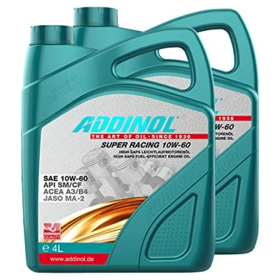 Abbildung von Addinol 2X Motoröl Motorenöl Motor Motoren Oil Engine Benzin Diesel Super Racing 10W 60 4L 72313725