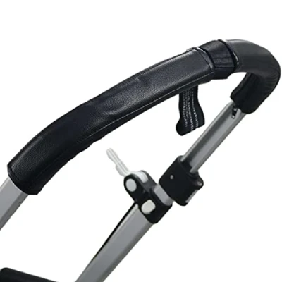 Abbildung von Kinderwagen Griffhülle aus PU Leder, kompatibel mit Bugaboo Cameleon Kinderwagen, abnehmbare Reißverschlussöffnung, staubdicht, wasserabweisend (schwarz)