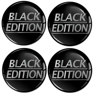 Abbildung von SkinoEu 4 x 60 mm Aufkleber für Radkappen Nabenkappen Nabendeckel Radnabendeckel Rad Black Etition A 2960