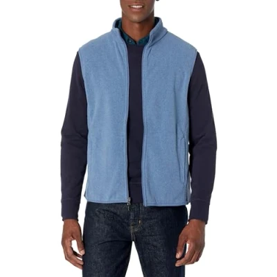 Abbildung von Amazon Essentials Herren Polarfleece Weste mit durchgehendem Reißverschluss (erhältlich in Big &amp; Tall), Blau Heide, XXL