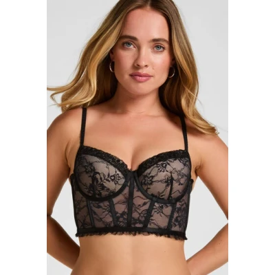Abbildung von Hunkemöller Longline-BH mit Bügel und Polsterung Felicity Schwarz