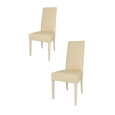 Abbildung von t m c s Tommychairs 2er Set Moderne Stühle Luisa für Küche und Esszimmer, robuste Struktur aus lackiertem Buchenholz Farbe Sand, Gepolstert mit Kunstleder in der Sand bezogen