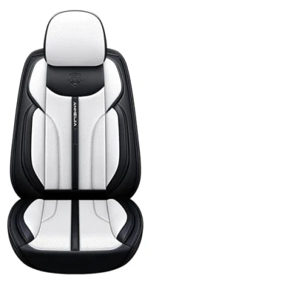 Abbildung von Congxy Autositzbezüge Komplett Set Universal in Premium Design Schonbezüge für die Vordersitze &amp; Rückbank Wasserdicht Sitzbezug Auto Sitzbezüge Airbag Geeignet, Weiß