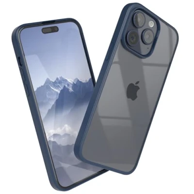 Abbildung von EAZY CASE Clear Hybrid Bumper Hülle kompatibel mit iPhone 15 Pro Max, Handyhülle Ultra Aufprallschutz, Stoßfest und Kratzfest, dünne Schutzhülle Kameraschutz, Handy Case, Nacht Blau