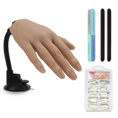 Abbildung von Yokilly Übungshand Für Nageldesign,Silikon Hand Gelnägel 100 Stück Künstliche Nägel,Fake Nägel Übungshände Training Übungsmodell Nail Art Maniküre Set DIY