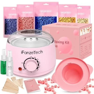 Abbildung von iFanzeTech Wax Maschine Waxing Set Frauen: Wachs haarentfernung Wachswärmer Wachsgerät zur mit 5 Packungen Perlen, Wachsmaschine Heißwachsgerät für Heimsalon