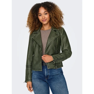 Abbildung von ONLY Bandkragen ÄRMELBÜNDCHEN MIT Reissverschluss Kunstlederjacke, Damen, Größe: XS, Deep depths