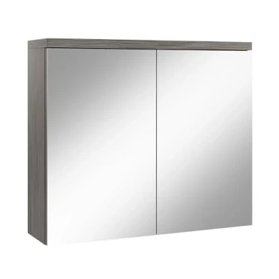 Abbildung von Badezimmer Spiegelschrank Toledo 80cm Grau Eiche Stauraum Unterschrank Möbel Zwei Türen Badschrank