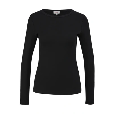 Abbildung von s.Oliver MIT Rippstruktur Langarmshirt, Damen, Größe: 40, Schwarz