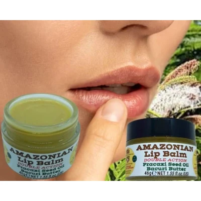Abbildung von Nativilis AMAZONIAN LIP BALM DOUBLE ACTION FORMULA WITH PRACAXI SEED OIL (Pentaclethra macroloba) + BACURI BUTTER (Platonia insignis) Moisturises Dry Lips and Heals Chapped Toned Copaiba