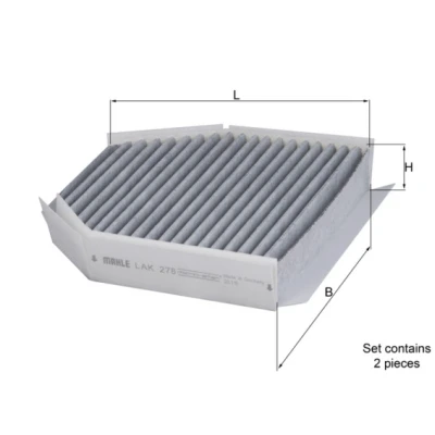 Abbildung von MAHLE ORIGINAL LAK 278/S Innenraumfilter Aktivkohlefilter 190,0 213 40,0 MERCEDES BENZ: SL Cabrio, G Klasse SUV