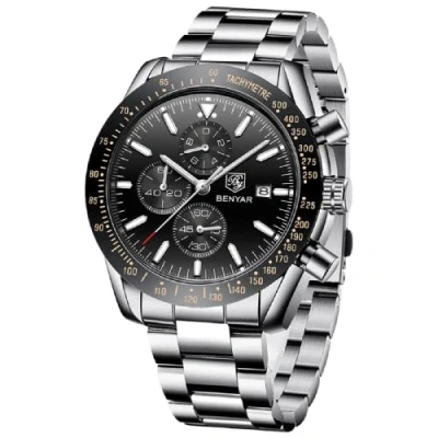 Abbildung von BENYAR Uhren Herren Chronograph Analog Wasserdicht Armbanduhr Edelstahl Großes Ziffernblatt Leuchtende Datum Herrenuhren Lässig Business Kleid fur Männer Klassische Elegantes Geschenk