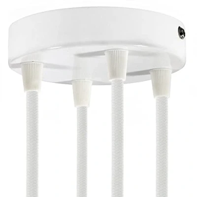 Abbildung von creative cables Zylindrischer 4 Loch Lampenbaldachin Kit aus Metall Konisch, Glänzend weiß
