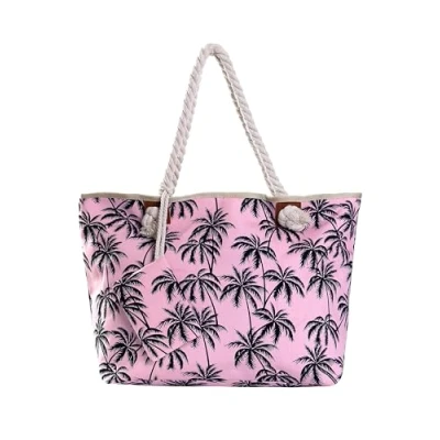 Abbildung von DonDon Badetasche XXL Familie Strandtasche Damen mit Reißverschluss Beach Bag groß Palmen weiß