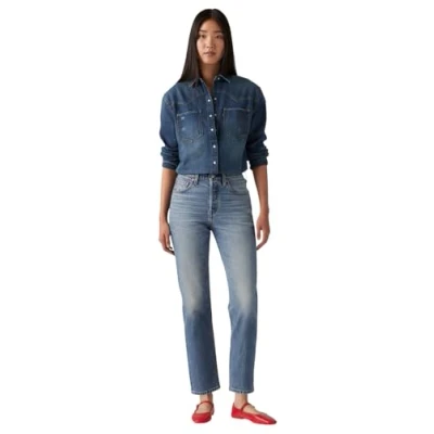 Abbildung von Levi&#039;s 501 CROP Jeans Straight Leg, Damen, Größe: 24x26, Blue denim
