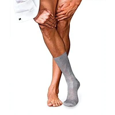 Abbildung von FALKE Damen No. 9 M SO Pure Fil d&#039;Écosse Baumwolle einfarbig 1 Paar Socken, Grau (Light Grey Melange 3390), 41 42