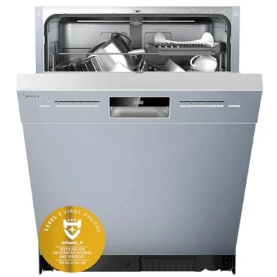 Abbildung von Midea SU 5.35X14CS Geschirrspüler Unterbau, 14 MGD, Spülmaschine 60 cm, Home Connect, Hygienepflege+, Maschinenpflege+, Extra Trocknung, Halbe Beladung, 44 db, Startverzögerung, Edelstahl