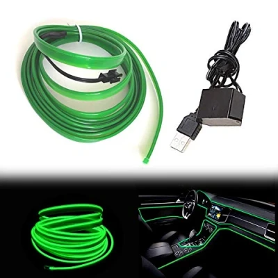 Abbildung von Balabaxer USB EL Wire Grün，5M/16.4FT Flexible Neonlichtröhre DC 5V Neonröhre Lichter Auto Innenverkleidung Lichtleiste für Gap Dekorative……