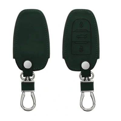 Abbildung von kwmobile Autoschlüssel Hülle kompatibel mit Peugeot Citroen 3 Tasten Smartkey (nur Keyless Go) Nubuklederoptik Kunstleder Schutzhülle Schlüsselhülle Cover Dunkelgrün