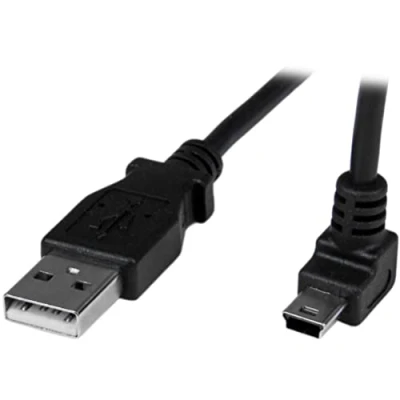 Abbildung von StarTech.com 1m USB auf Mini Anschlusskabel 90 gewinkelt A zu B Kabel 1 x (St), (St) Schwarz, 3 ft