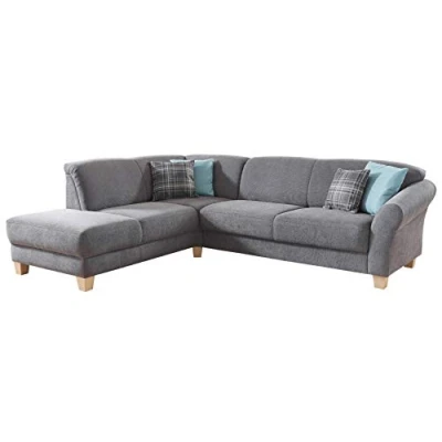 Abbildung von CAVADORE Ecksofa Gootlaand / Große Sitzecke im Landhausstil inkl. praktischer Vorziehfunktion und Bettkasten Mit Federkern Polsterung 257 x 84 212 Grau