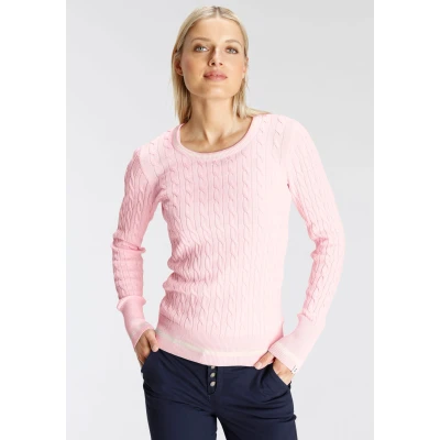 Abbildung von DELMAO Strickpullover, mit Kontaststreifen und durchendem Zopfmuster NEUE MARKE