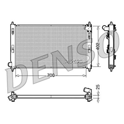 Abbildung von DENSO DRM45032 Kühler, Motorkühlung Aluminium 700 402 25 MITSUBISHI: ASX SUV, Outlander 2 Lancer 8 Limousine, CITROËN: C Crosser SUV