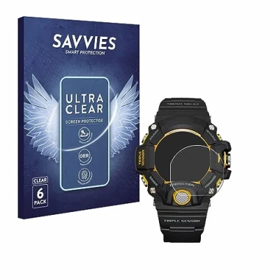 Abbildung von Savvies 6 Stück Schutzfolie für Casio G Shock GW 9400Y 1 Displayschutz Folie Ultra Transparent