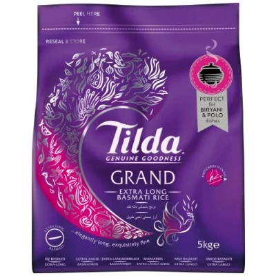 Abbildung von Tilda Grand Basmati Reis, 1er Pack (1x5kg), Extra langer Premium Rice, Langkorn Großverpackung, Bulk