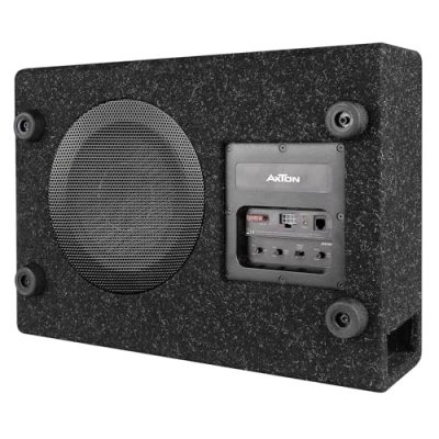 Abbildung von AXTON ATB120A Kompakter 20 cm / 8“ Aktiv Subwoofer, mit 100 W RMS Verstärker, aktive Bassreflex Bassbox für Auto, LKW, Reisemobil, Basskiste zum einfachen Plug &amp; Play Einbau