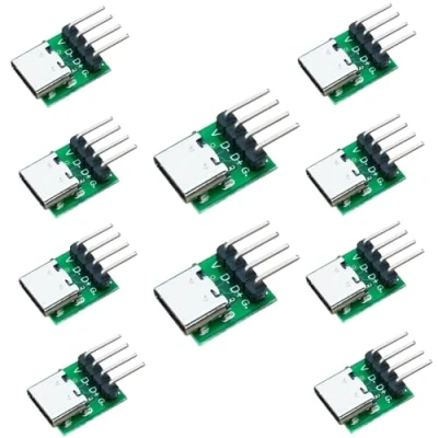 Abbildung von PENGLIN 10 Stück USB Typ C Buchse auf 4Pins Adapter mit Testplatine 2.54mm Pitch,USB3.1 Breakout Board Konverter für DIY