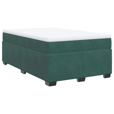 Abbildung von vidaXL Boxspringbett, Polsterbett Bett mit LED Matratze Kopfteil, Bettgestell Lattenrost, Doppelbett für Schlafzimmer, Dunkelgrün 120x200cm Samt