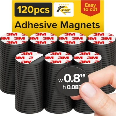 Abbildung von magnetische Punkte 120 Stück selbstklebende Magnetpunkte (0,8 x 0,8 Zoll) Kreise zum Abziehen und Aufkleben industrielle flexible Klebemagnete Bögen sind eine Alternative, Aufklebe