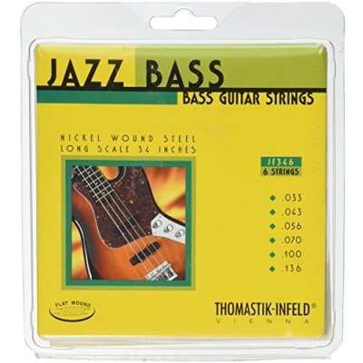 Abbildung von Thomastik 682736 Saiten für E Bass Jazz Flat Wound, Satz JF346 6 string long scale 34 Zoll